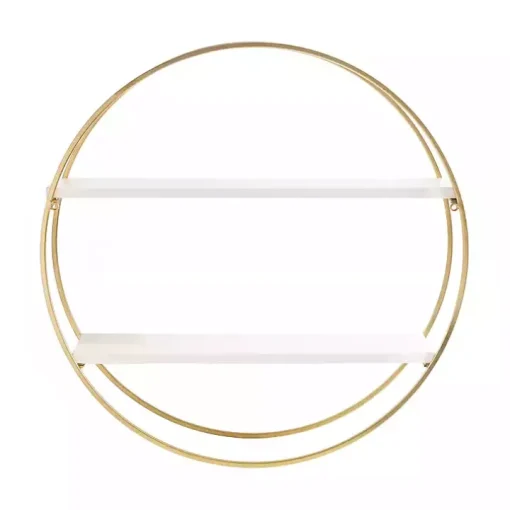 Round White Wood Sequoia Wall Shelf