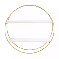 Round White Wood Sequoia Wall Shelf