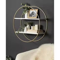 Round White Wood Sequoia Wall Shelf