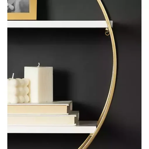 Round White Wood Sequoia Wall Shelf