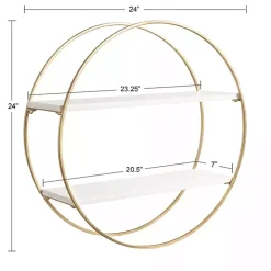 Round White Wood Sequoia Wall Shelf
