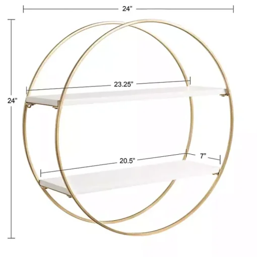 Round White Wood Sequoia Wall Shelf