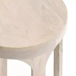 Round Whitewashed Wood Dani Accent Table