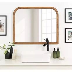 Rustic Brown Wide Arch Wall Mirror