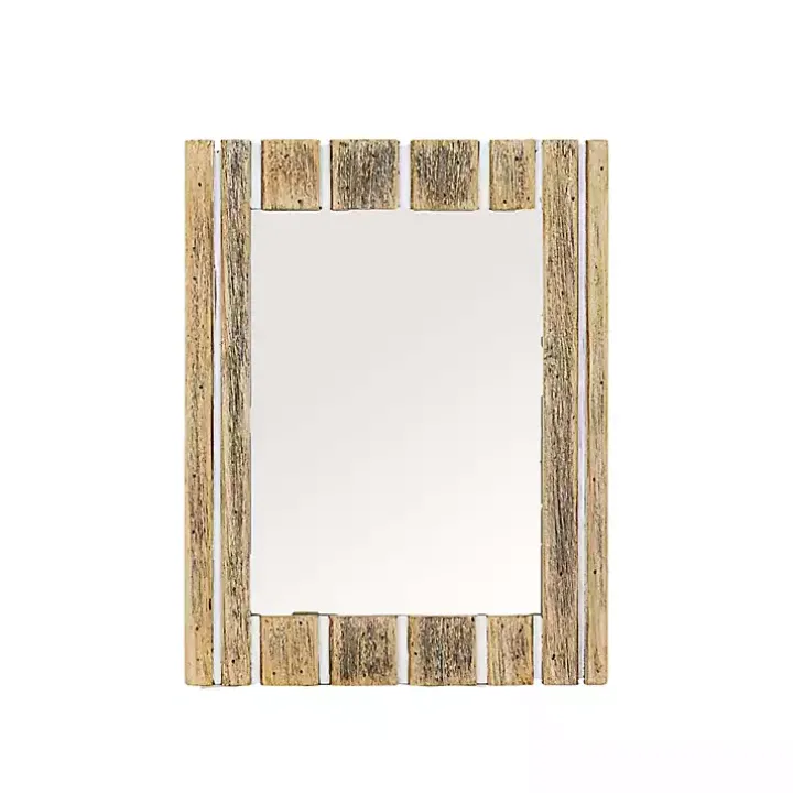 Rustic Driftwood Striped Wall Mirror