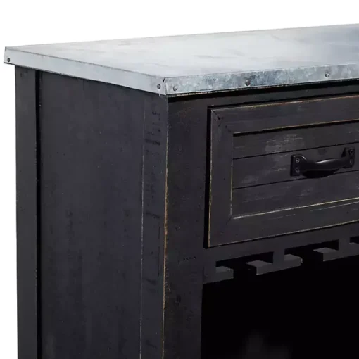 Rustic Galvanized Top Wine Cabinet