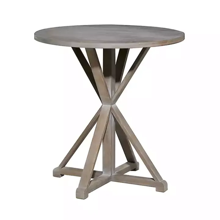 Rustic Graywash Hourglass Side Table