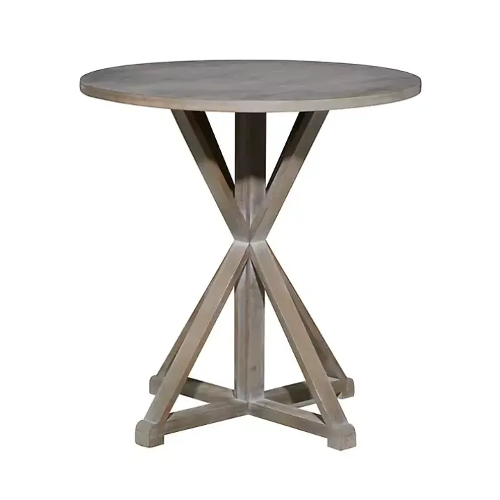 Rustic Graywash Hourglass Side Table