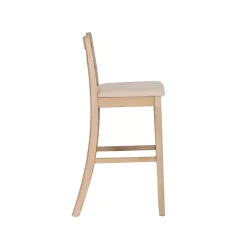 Rustic Graywash Wood Upholstered Bar Stool