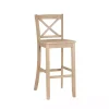 Rustic Graywash Wood X Back Bar Stool