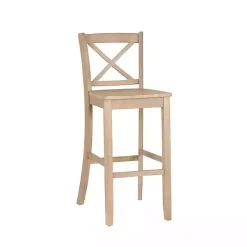 Rustic Graywash Wood X Back Bar Stool