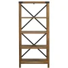 Rustic Oak Metal X Frame Back Bookshelf