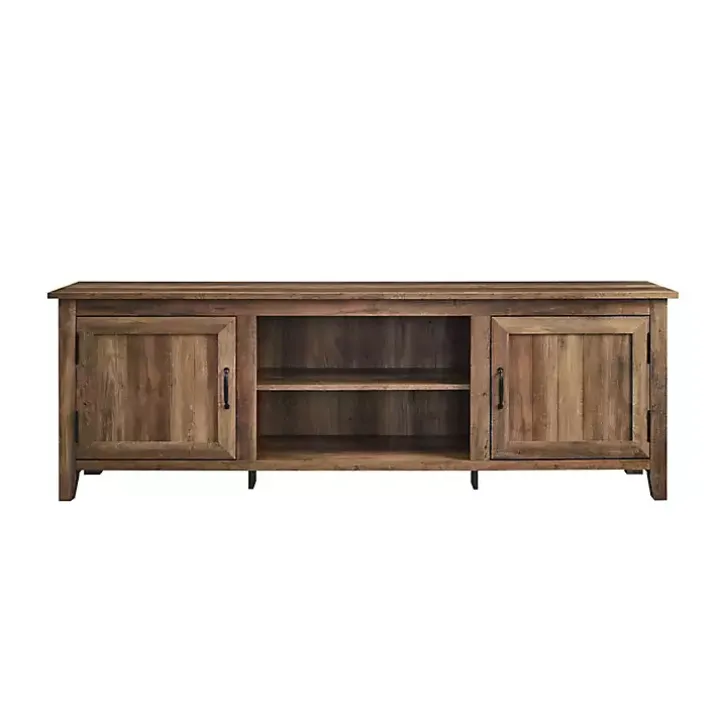 Rustic Oak Wood Grooved Door TV Stand