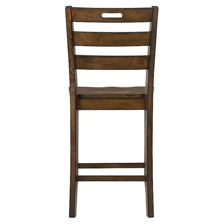 Rustic Oak Wood Quinby Counter Stools, Set of 2