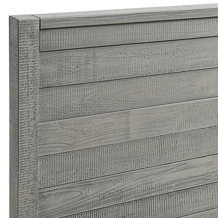Rustic Smoke Gray Wood Panel Full Bed Frame