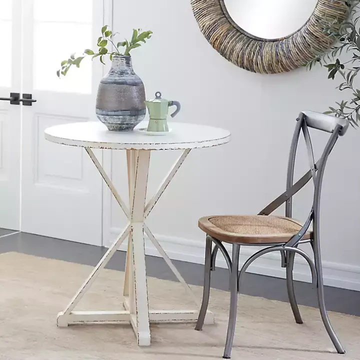 Rustic White Hourglass Side Table