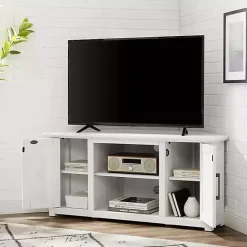 Rustic White Katy-Corner TV Stand
