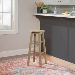 Rustic Wood Pub Classic Backless Bar Stool