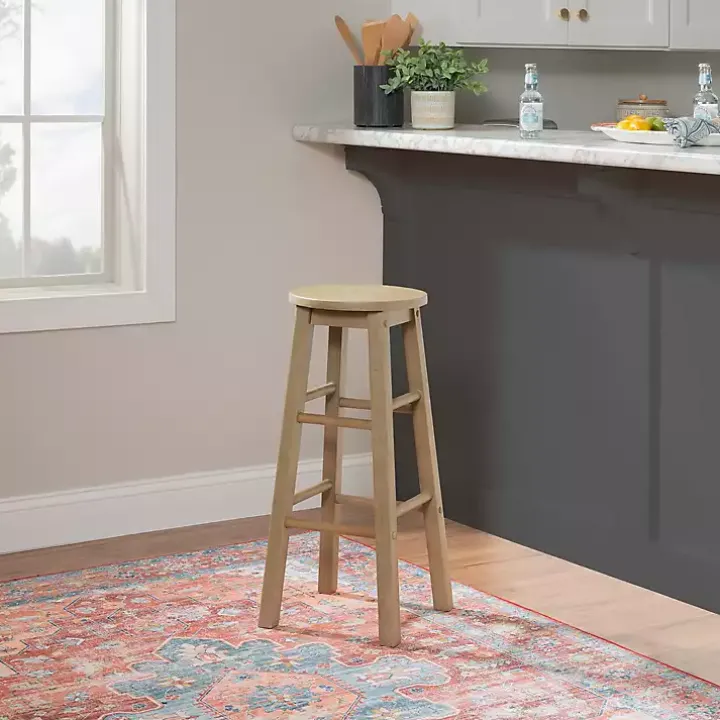 Rustic Wood Pub Classic Backless Bar Stool