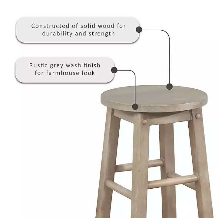 Rustic Wood Pub Classic Backless Bar Stool