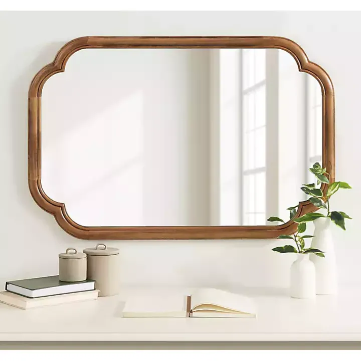 Rustic Wood Scallop Wall Mirror