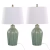 Sage Ceramic Chevron Table Lamps, Set of 2
