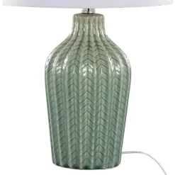 Sage Ceramic Chevron Table Lamps, Set of 2