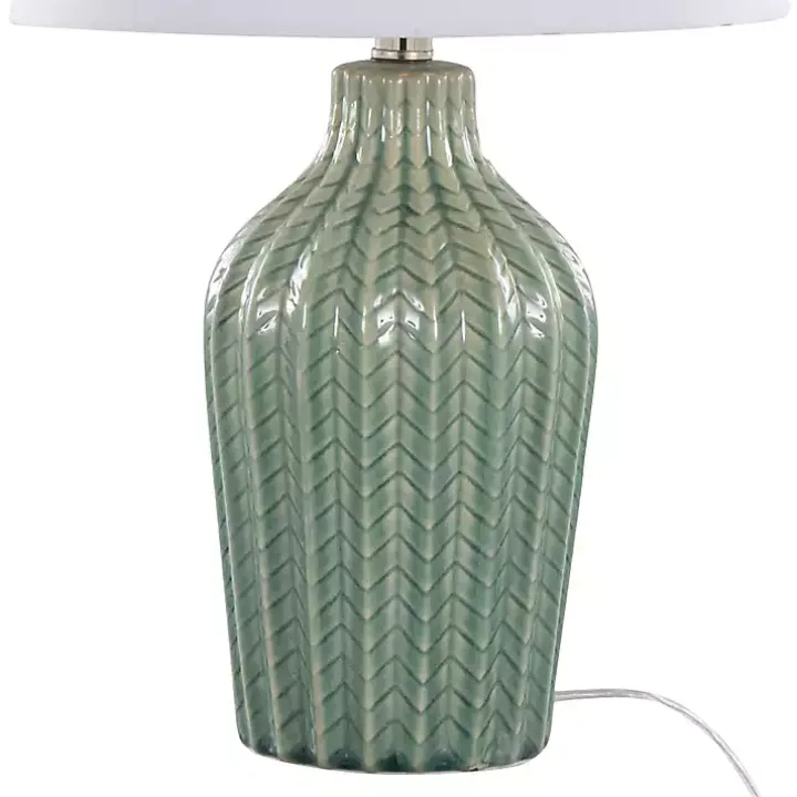 Sage Ceramic Chevron Table Lamps, Set of 2