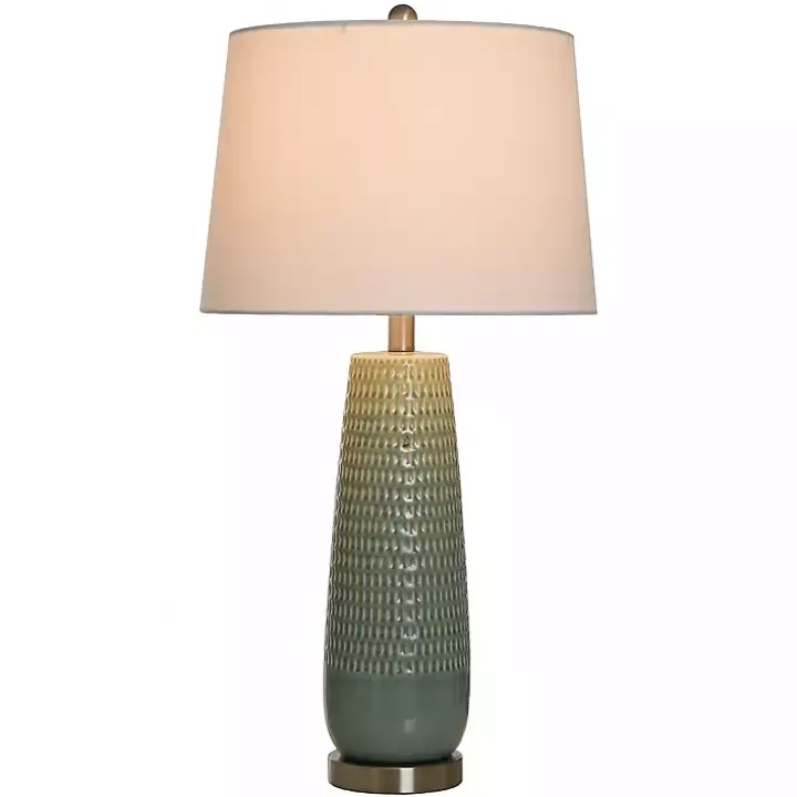 Sage Green Ceramic Dimpled Table Lamp