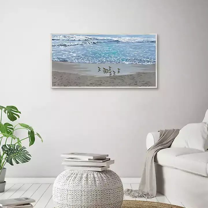 Sandpiper Morning Framed Canvas Art Print