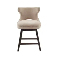 Sandy Beige Curve Back Swivel Counter Stool