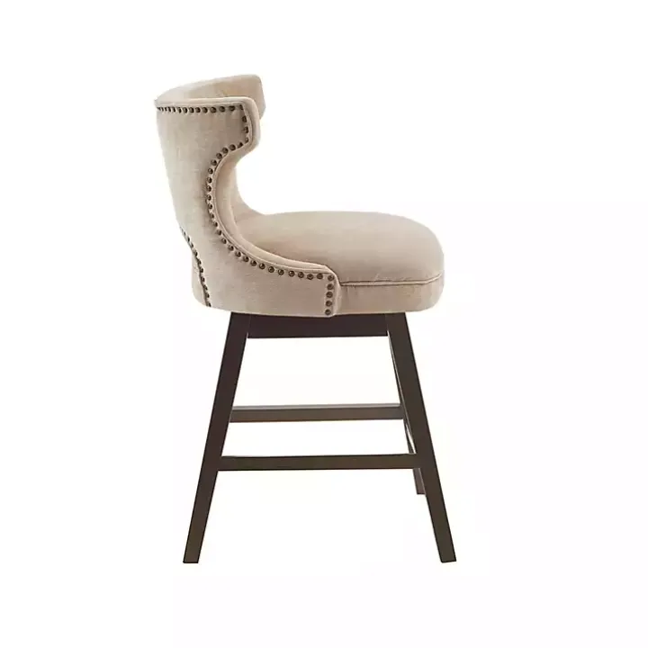 Sandy Beige Curve Back Swivel Counter Stool
