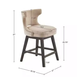 Sandy Beige Curve Back Swivel Counter Stool