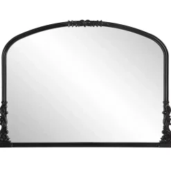 Satin Black Baroque Arched Wall Mirror