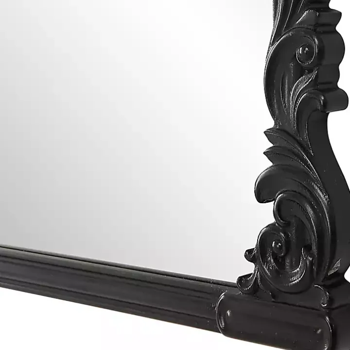 Satin Black Baroque Arched Wall Mirror