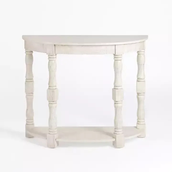 Savannah Cream Distressed Half Moon Console Table