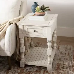 Savannah Cream Distressed Side Table