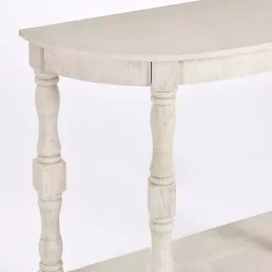 Savannah Cream Distressed Half Moon Console Table