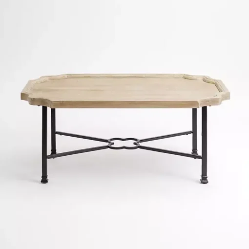 Scalloped Wood and Metal Coffee Table