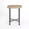 Scalloped Wood and Metal Accent Table