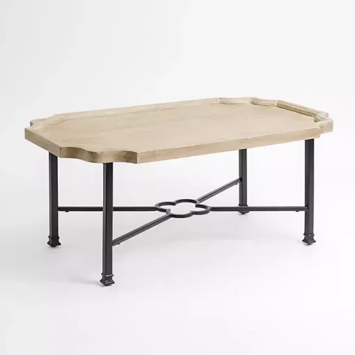 Scalloped Wood and Metal Coffee Table