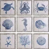 Sea Creatures Framed Wood Art Prints, Set of 9