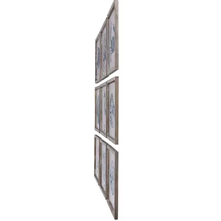 Sea Creatures Framed Wood Art Prints, Set of 9