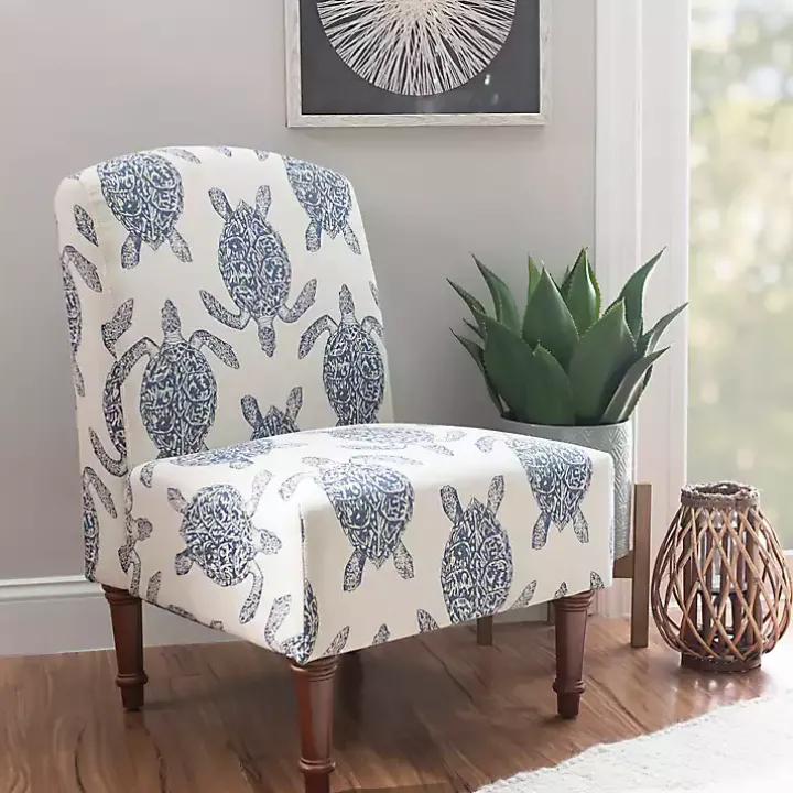 Sea Turtle Print Accent Chair