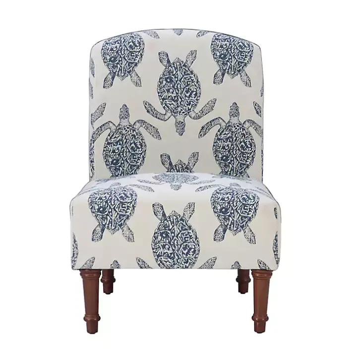 Sea Turtle Print Accent Chair