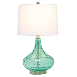 Seafoam Dimpled Glass Teardrop Table Lamp