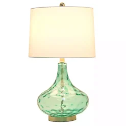 Seafoam Dimpled Glass Teardrop Table Lamp