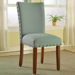 Seafoam Green Parsons Chairs, Set of 2