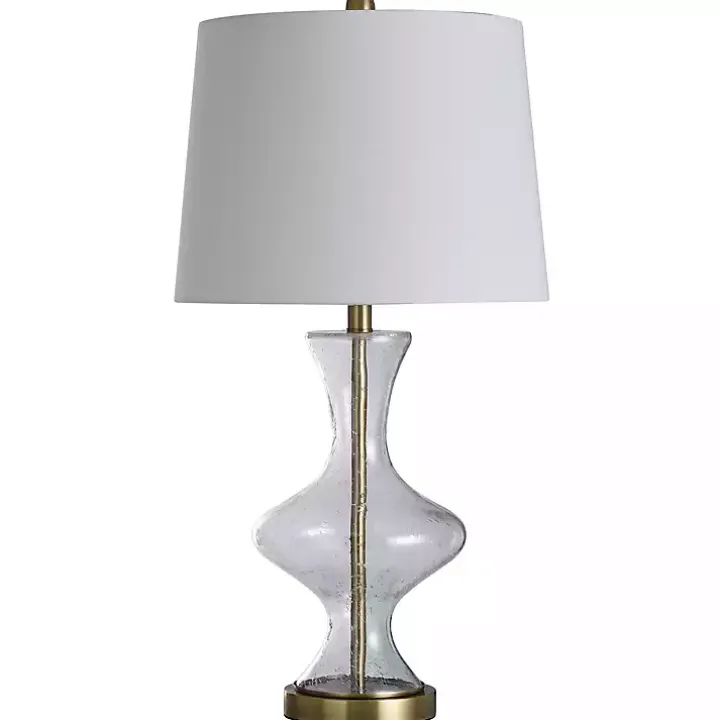 Seeded Glass and Gold Table Lamp