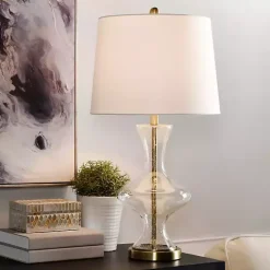 Seeded Glass and Gold Table Lamp